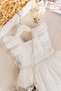 100% Cotton Stylish Special Occasion Girl's Dress with Bag and Bow, Cream - 5