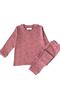 Girls' Pajama Set with Apple Pattern, Dried Rose, 100% Cotton, Two-Strand Fabric, Crew Neck, Long Sleeves - 4