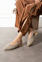 Women's Lace Detailed Backless Comfortable Knitted Embroidered Straw Ballet Flats