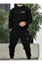 Unisex Minimal Printed Crew Neck Top Jogger Pants Tracksuit Set