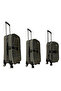 With Safety Straps - Waterproof Fabric - 4 Wheels - with Bellows - Very Lightweight - 3 Piece Suitcase Set - 4