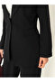 Black Laser Cut Blazer Jacket Palazzo Pants Suit - 4