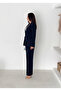 Black Laser Cut Blazer Jacket Palazzo Pants Suit - 6