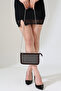 Brown Women's Bag with Chain Strap, Stone Detail, Mini Shoulder and Handbag - 5