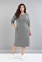 Women's Plus Size Winter Patterned Midi Length Crew Neck Pocket Dress 12m-2364