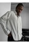 Men's Oversized Striped Comfortable Fit Linen Look Long Sleeve Shirt - 2