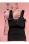 Women's Modal Camisole V-Neck Bra-Lined Lace Tank Top Blouse 2-Piece Set – Powder, Black