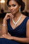 Silver Color Stone 4-Piece Evening Dress Set