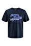 Jack Jones Jjelogo Tee Ss O-Neck 2 Col Ss26 Sn Pls Men's Navy Blue Large Size Tshirt 12289691-04 - 3