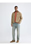 Beige Comfortable Fit Velvet Collar Men's Jean Jacket - 2
