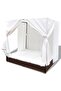 Outdoor Lounge Bed with Curtains Poly Rattan Brown - 2