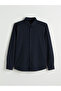 Giyçık Store Den Navy Blue Slim Fit Linen Mixed Men's Shirt - 5