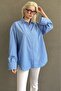 Blue Striped Regular Cut Women's Shirt Mg2610 - 7