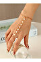 Faux Pearl Decor Hand Chain Ring Bracelets