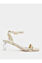 Gold Open Toe Sandals with Clear Perspex Heel - 2