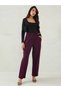 Women Burgundy Wide Leg Trousers - 5