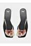 Black Flat Sandals with Floral Detail - 5