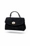 Orion Noir Black Suede Leather Hand & Shoulder Bag - 2