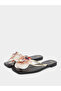 Black Flat Sandals with Floral Detail - 2