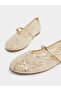 حذاء باليرينا مسطح مرصع بالترتر الذهبي - 3