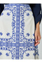 Women Blue Print Midi A-Line Skirt - 3