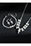 Silver Rhinestone Embellished Necklace with Bracelet and Earrings Set - 3