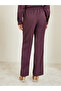 Women Burgundy Wide Leg Pants - 4