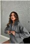 Gray Sweater with Zipper Collar - 3