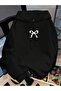 Basic Bow Detailed Sweatshirt with Hooded Kangaroo Pockets