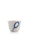 Beige Coffee Cups Set with Blue Beads Pattern - 4