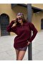 Women's Burgundy Polo Neck Sweater Tunic Size 7036 - 5