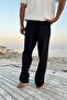 Elastic Waist Linen Trousers Black - 3