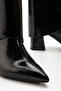 Women's detachable gaiter detail pointed-toe black crinkled patent leather boots - 3
