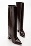 Women's detachable gaiter detail pointed-toe ankle boots in distressed burgundy patent leather - 2