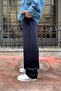 Elastic Waist Baggy Gabardine Trousers Navy Blue - 3