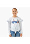 Girls Crew Neck T-shirt with Tie-Ups - Cotton - Long Sleeves