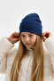 Children's Light Navy Blue Thermal 100% Cotton Soft 2-in-1 Beanie Premium Cuts Series - 6