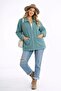 Women's Full Zip Pocket Detailed Sherpa Jacket Coat Petrol