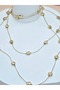 Double Row Square Detailed Gold Chain Necklace - 3