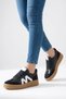 Black and White Lace-Up Flat Sole Women's Sports Shoes Sneaker - 2