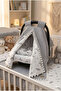 Double Layered Gray Pique and Cloud Patterned Muslin Reversible Stroller Cover, Cushion and Sheet (Set of 3) - 3