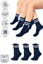 Bamboo Unisex Tennis College Striped Premium Navy Blue Color Stitch-Free Socket Socks 3-Pack