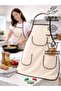 Linen Fabric Kitchen Apron with Pockets Minimal Cooking Apron Daily Women's Cooking Apron Mother's Apron - 6