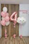 1 Year Old Pink Cloudy Balloon Bundle – Pink Number 1 & Party Set - 4