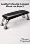 Genuine Leather Manicure Pedicure Black Table with Chrome Legs - Professional Manicure Table