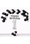 Black and White Balloons Silver Happy Birthday Banner Silver Number Fan Birthday