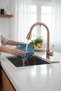 Copper Spiral Retro Kitchen Faucet Porcelain Extended System with Flow Rate and Pressure Adjustment Rose Bronze