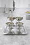 Stainless Steel 4-Piece Pedestal Bowl Set + 1 Tray – Luxury Tray Serving Set - Breakfast Jam Set