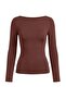 Wardrobe Essentials Kahverengi Yumuşak Dokulu Kayık Yaka İnce Triko Kazak TWOAW26KZ00293 - 10