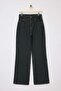 Koyu Haki Kahverengi Yüksek Bel Wide Leg/Geniş Paça %100 Pamuklu Jeans TWOSS26JE00048 - 5